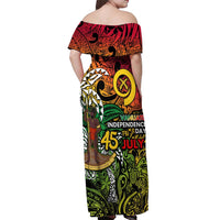 Personalized Vanuatu 45th Independence Anniversary Off Shoulder Maxi Dress Melanesian Pattern Reggae - Polynesian Pride