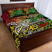 Personalized Vanuatu 45th Independence Anniversary Quilt Bed Set Melanesian Pattern Reggae - Polynesian Pride