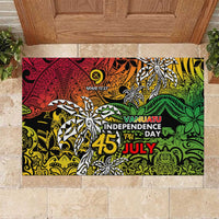 Personalized Vanuatu 45th Independence Anniversary Rubber Doormat Melanesian Pattern Reggae - Polynesian Pride