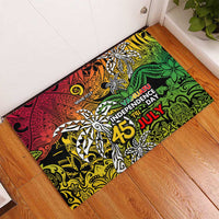Personalized Vanuatu 45th Independence Anniversary Rubber Doormat Melanesian Pattern Reggae - Polynesian Pride
