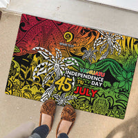 Personalized Vanuatu 45th Independence Anniversary Rubber Doormat Melanesian Pattern Reggae - Polynesian Pride