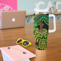 Vanuatu 45th Independence Anniversary Tumbler With Handle Melanesian Pattern Reggae DT02 - Polynesian Pride