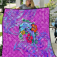 Dolphin Polynesia Quilt Hibiscus Tropical Wave - Purple Vibes DT02 Purple - Polynesian Pride