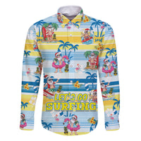 Surfing Christmas Family Matching Off Shoulder Maxi Dress and Hawaiian Shirt Tropical Santa Let's Go Surfing DT02 Dad's Shirt - Long Sleeve Art - Polynesian Pride