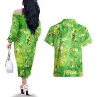 I Love Kiwi Couples Matching Off The Shoulder Long Sleeve Dress and Hawaiian Shirt New Zealand Kiwi Fruit Summer Cocktail