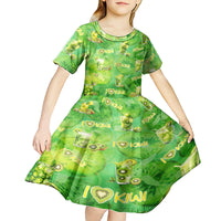 I Love Kiwi Kid Short Sleeve Dress New Zealand Kiwi Fruit Summer Cocktail