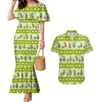 New Zealand Kiwi Fruit Witty Kiwi Bird Couples Matching Mermaid Dress and Hawaiian Shirt