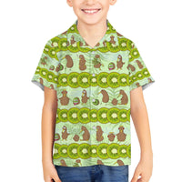 New Zealand Kiwi Fruit Witty Kiwi Bird Family Matching Off The Shoulder Long Sleeve Dress and Hawaiian Shirt