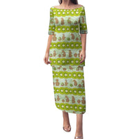 New Zealand Kiwi Fruit Witty Kiwi Bird Family Matching Puletasi and Hawaiian Shirt DT02 Mom's Dress Green - Polynesian Pride