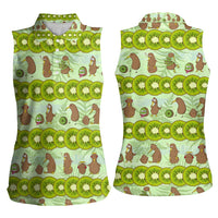 New Zealand Kiwi Fruit Witty Kiwi Bird Women Sleeveless Polo Shirt