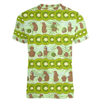 New Zealand Kiwi Fruit Witty Kiwi Bird Women V-Neck T-Shirt