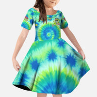 Just a Girl Who Loves Kiwis Family Matching Mermaid Dress and Hawaiian Shirt New Zealand Tie Dye DT02 Daughter's Dress Green - Polynesian Pride
