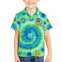 Just a Girl Who Loves Kiwis Family Matching Summer Maxi Dress and Hawaiian Shirt New Zealand Tie Dye DT02 Son's Shirt Green - Polynesian Pride