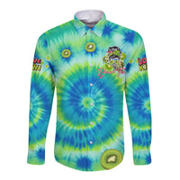 Just a Girl Who Loves Kiwis Long Sleeve Button Shirt New Zealand Tie Dye DT02 Unisex Green - Polynesian Pride
