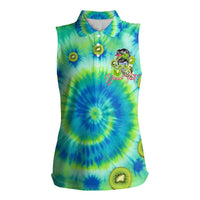 Just a Girl Who Loves Kiwis Women Sleeveless Polo Shirt New Zealand Tie Dye DT02 Female Green - Polynesian Pride