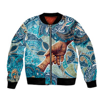 Hand In Hand Father's Day Polynesian Bomber Jacket Tribal Flower Pattern