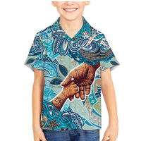 Hand In Hand Father's Day Polynesian Family Matching Mermaid Dress and Hawaiian Shirt Tribal Flower Pattern
