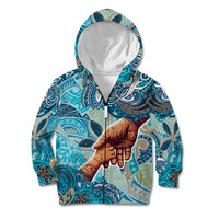 Hand In Hand Father's Day Polynesian Kid Hoodie Tribal Flower Pattern