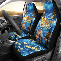 Hawaii Father's Day Car Seat Cover The Surfing Dad Polynesian Tattoo