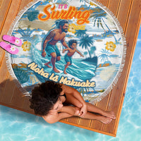 Hawaii Father's Day It's Surfing Time Beach Blanket Aloha Lā Makuakane
