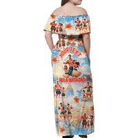 Hawaii Father's Day Family Matching Off Shoulder Maxi Dress and Hawaiian Shirt Hula With Dad