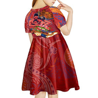 Happy Father's Day French Polynesia Kid Short Sleeve Dress Family Turtle Hibiscus DT02 - Polynesian Pride
