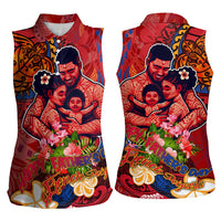 Happy Father's Day French Polynesia Women Sleeveless Polo Shirt Family Turtle Hibiscus DT02 - Polynesian Pride