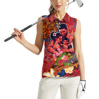 Happy Father's Day French Polynesia Women Sleeveless Polo Shirt Family Turtle Hibiscus DT02 - Polynesian Pride