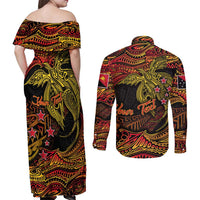 Papua New Guinea 50th Independence Day Couples Matching Off Shoulder Maxi Dress and Long Sleeve Button Shirt Culture Spirit and Sovereignty DT02 - Polynesian Pride