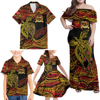 Papua New Guinea 50th Independence Day Family Matching Off Shoulder Maxi Dress and Hawaiian Shirt Culture Spirit and Sovereignty
