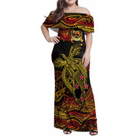 Papua New Guinea 50th Independence Day Family Matching Off Shoulder Maxi Dress and Hawaiian Shirt Culture Spirit and Sovereignty