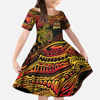 Papua New Guinea 50th Independence Day Family Matching Short Sleeve Bodycon Dress and Hawaiian Shirt Culture Spirit and Sovereignty DT02 Daughter's Dress Art - Polynesian Pride