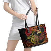 Papua New Guinea 50th Independence Day Leather Tote Bag Culture Spirit and Sovereignty DT02 - Polynesian Pride