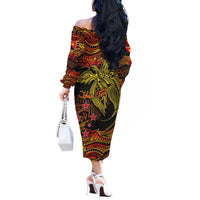 Papua New Guinea 50th Independence Day Off The Shoulder Long Sleeve Dress Culture Spirit and Sovereignty DT02 - Polynesian Pride