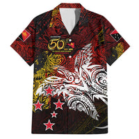 PNG 1975 - 2025 Family Matching Off Shoulder Maxi Dress and Hawaiian Shirt Papua New Guinea 50th Independence Anniversary