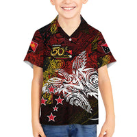 PNG 1975 - 2025 Family Matching Off Shoulder Short Dress and Hawaiian Shirt Papua New Guinea 50th Independence Anniversary