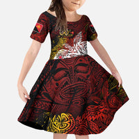 PNG 1975 - 2025 Family Matching Summer Maxi Dress and Hawaiian Shirt Papua New Guinea 50th Independence Anniversary DT02 Daughter's Dress Art - Polynesian Pride