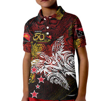 PNG 1975 - 2025 Kid Polo Shirt Papua New Guinea 50th Independence Anniversary DT02 Kid Art - Polynesian Pride