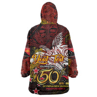 PNG 1975 - 2025 Wearable Blanket Hoodie Papua New Guinea 50th Independence Anniversary DT02 - Polynesian Pride