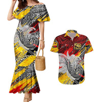 Papua New Guinea 50th Independence Day Couples Matching Mermaid Dress and Hawaiian Shirt Celebrate Our History, Inspire Our Future DT02 Art - Polynesian Pride