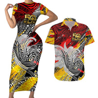 Papua New Guinea 50th Independence Day Couples Matching Short Sleeve Bodycon Dress and Hawaiian Shirt Celebrate Our History, Inspire Our Future DT02 Art - Polynesian Pride