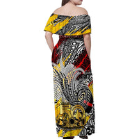 Papua New Guinea 50th Independence Day Family Matching Off Shoulder Maxi Dress and Hawaiian Shirt Celebrate Our History, Inspire Our Future