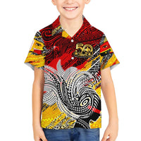 Papua New Guinea 50th Independence Day Family Matching Off Shoulder Short Dress and Hawaiian Shirt Celebrate Our History, Inspire Our Future