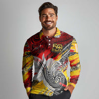 Papua New Guinea 50th Independence Day Long Sleeve Polo Shirt Celebrate Our History, Inspire Our Future DT02 - Polynesian Pride