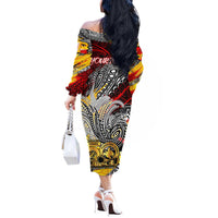Papua New Guinea 50th Independence Day Off The Shoulder Long Sleeve Dress Celebrate Our History, Inspire Our Future