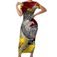 Papua New Guinea 50th Independence Day Short Sleeve Bodycon Dress Celebrate Our History, Inspire Our Future