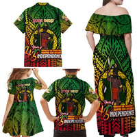 Vanuatu 45th Independence Anniversary Family Matching Off Shoulder Maxi Dress and Hawaiian Shirt Embracing Our Traditions Shaping Our Future