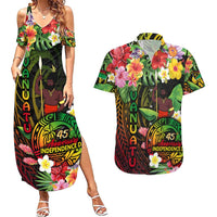 45th Anniversary of Freedom Vanuatu Couples Matching Summer Maxi Dress and Hawaiian Shirt Island Pride Cultural Power Pacific Unity