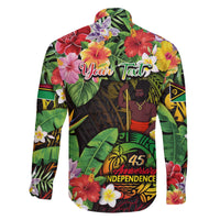 45th Anniversary of Freedom Vanuatu Family Matching Off The Shoulder Long Sleeve Dress and Hawaiian Shirt Island Pride Cultural Power Pacific Unity