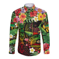 45th Anniversary of Freedom Vanuatu Long Sleeve Button Shirt Island Pride Cultural Power Pacific Unity